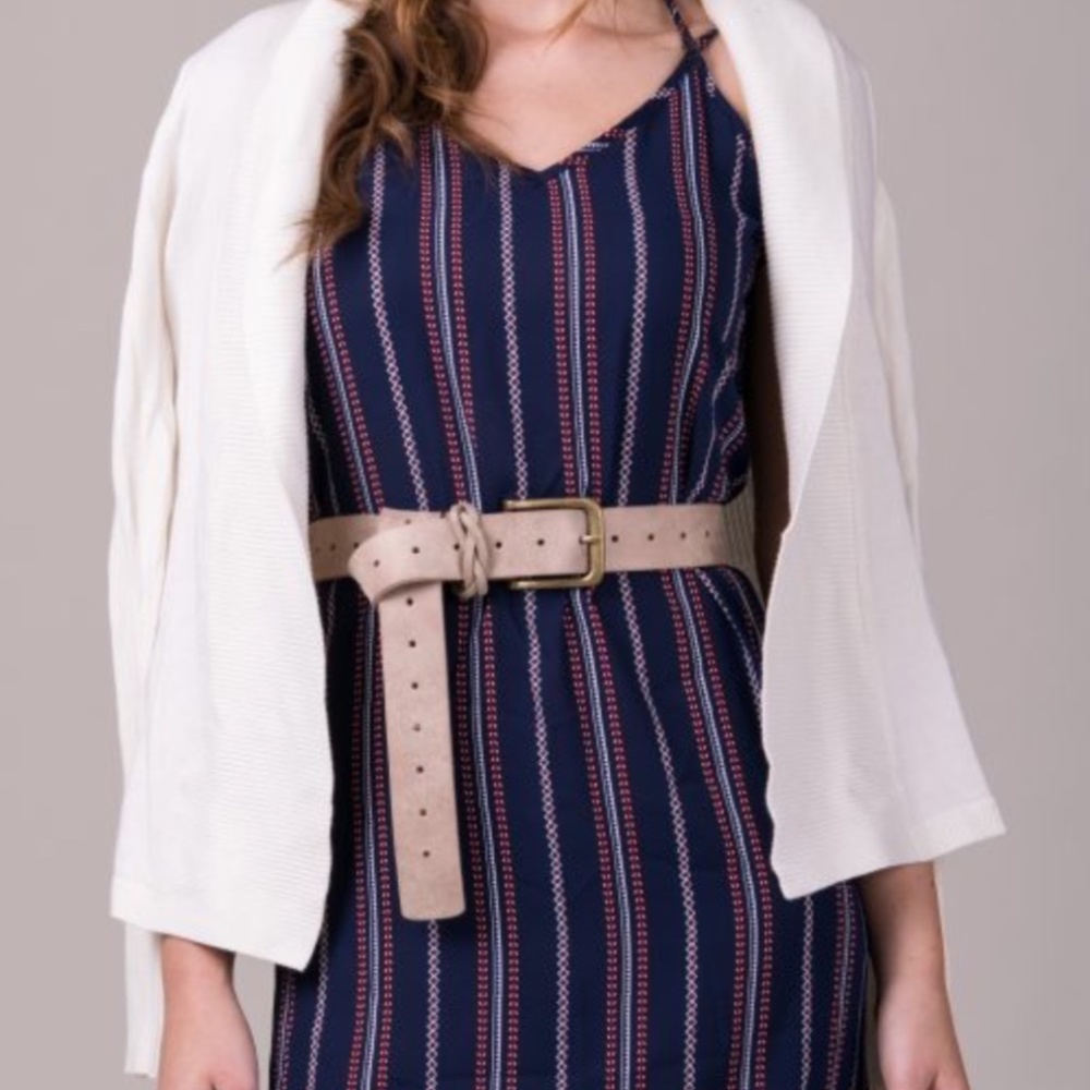 Striped Wrap Style Dress w/ Side Tie